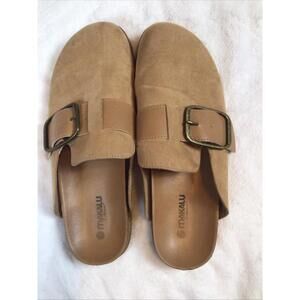 Makalu Women's Boston Clogs Suede Soft Leather Emmaline Caramel Size 9.5M